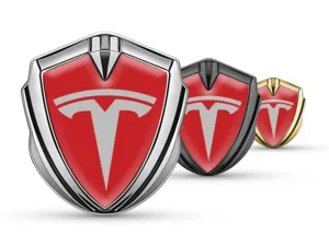 Tesla Emblème Silicone Insigne Look Course Finition Lustrée